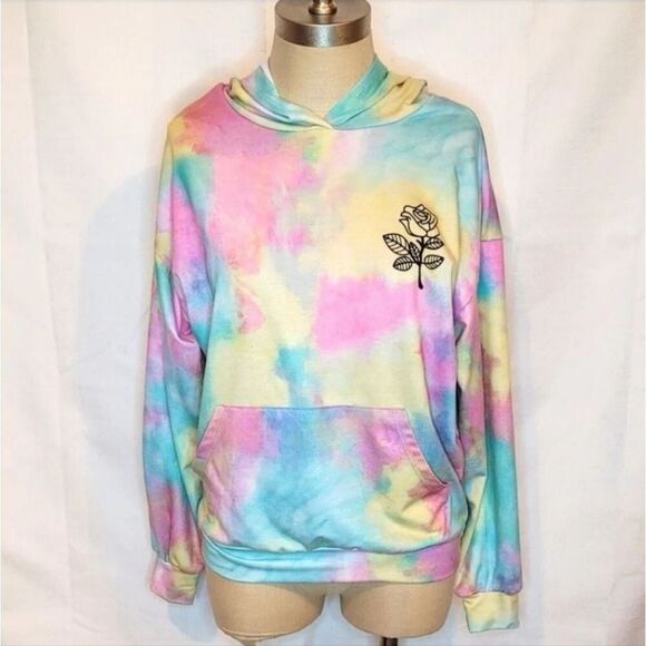 Shein Tie Dye Rose Hoodie Size Small - Picture 1 of 8